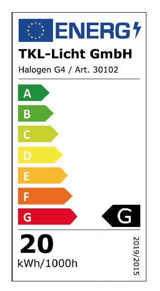 2021 Energie Label HG G4 20W